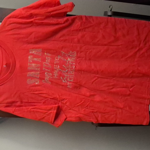 NNWT Santa says I don't have to adult at Christmas Rhinestone Tee - Picture 3 of 3